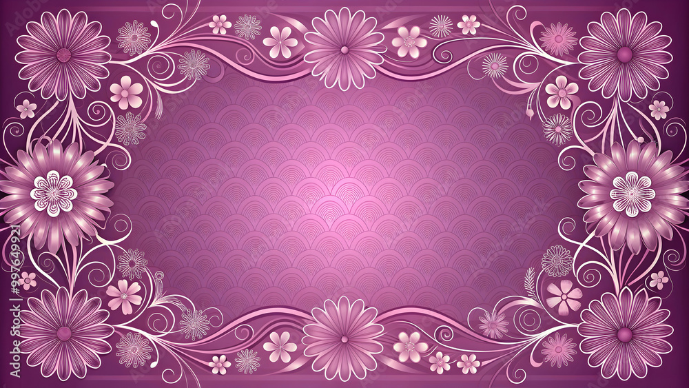 Pink-violet floral with fine lines and decorative borders, pink, violet, floral,fine lines, decorative, borders, abstract Pink-violet floral with fine lines and decorative borders, pink, violet, floral,fine lines, decorative, borders, abstract