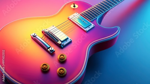 Vibrant electric guitar with colorful gradient background for music lovers