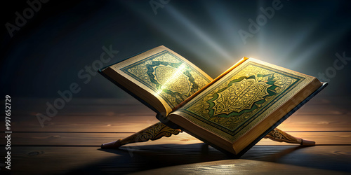 Holy Quran glowing in the dark, Islam, religion, holy book, Quran, glowing, light, spirituality, faith photo