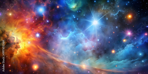 Colorful abstract space background with stars, nebulae, and cosmic elements, abstract, space, background, stars, nebulae