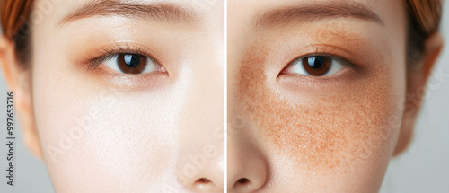 Melasma Treatment Transformation, before and after results showcasing improved skin tone and clarity on an Asian woman's face.