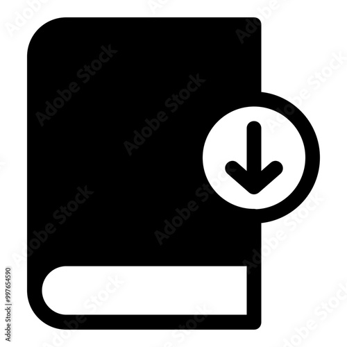 Book download icon in glyph style. Simple guide symbol vector illustration.