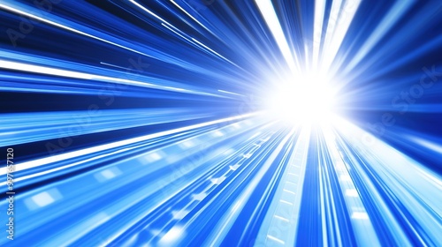 Abstract representation of the World Wide Web with dynamic light effects surrounding a computer. This futuristic digital concept showcases interconnected web technology, 