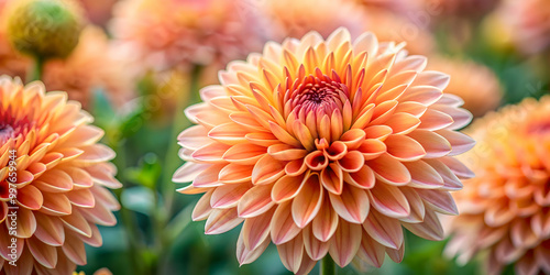 Peach chrysanthemum flower blooming beautifully with vibrant petals, perfect for wallpaper or background, Peach photo