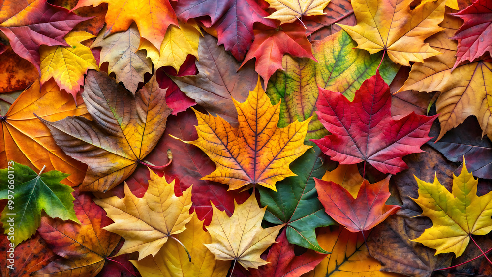 Pile of multicolored autumn leaves in full frame background, autumn, foliage, colorful, vibrant, seasonal, nature, falling leaves Pile of multicolored autumn leaves in full frame background, autumn, foliage, colorful, vibrant, seasonal, nature, falling leaves