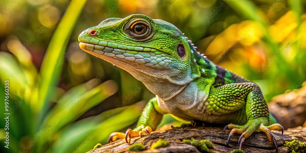 Fototapeta premium Florida's invasive lizards negatively affect ecosystems, endangering native species and altering biodiversity, which
