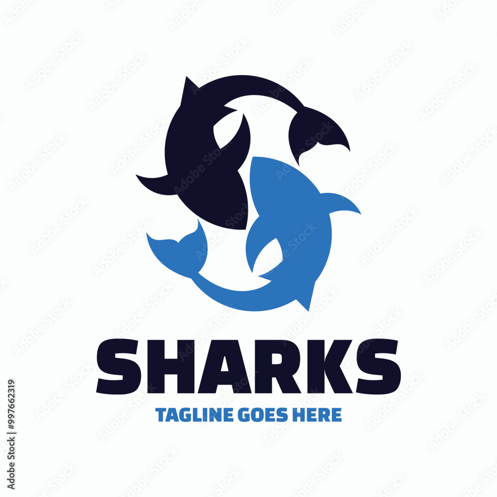 Fototapeta premium Vector Logo Illustration Sharks Simple Mascot Style