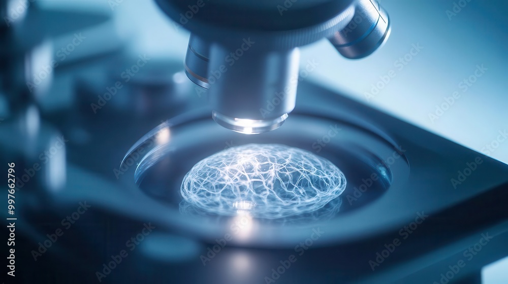 High-detail view of an embryo s neural tube forming, captured under a microscope, microscopic science, embryonic development