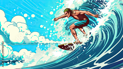 Retro Comic: Surfing the Giant Wave