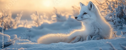 Arctic fox in pristine white winter coat