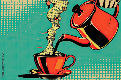 Obraz na płótnie Retro Comic: Morning Coffee Pour w salonie