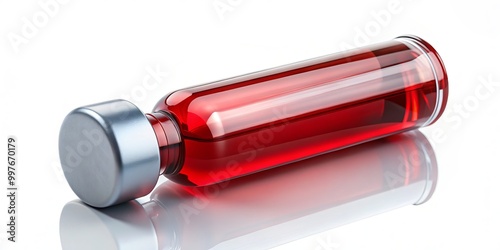 Isolated vial of blood against a white background, designed for medical and scientific applications, facilitating