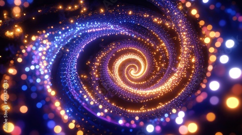 Colorful Christmas lights form mesmerizing spiral patterns, illuminating the area with a joyful ambience during the holiday celebration. Generative AI