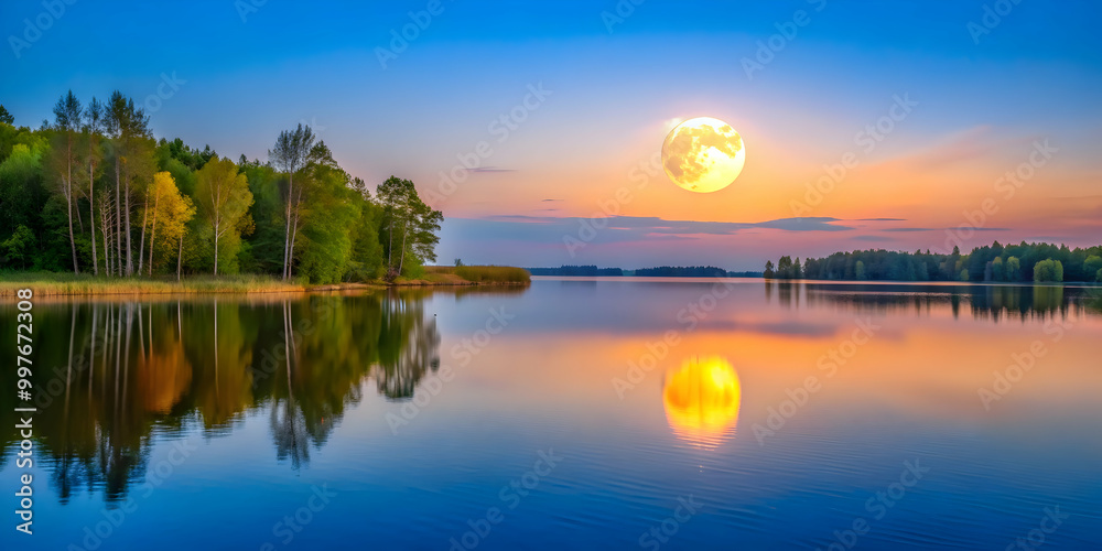Moonrise casting a gentle glow over a tranquil lake , moonlight, reflection, serene, night sky, peaceful, calm, scenic, water Moonrise casting a gentle glow over a tranquil lake , moonlight, reflection, serene, night sky, peaceful, calm, scenic, water