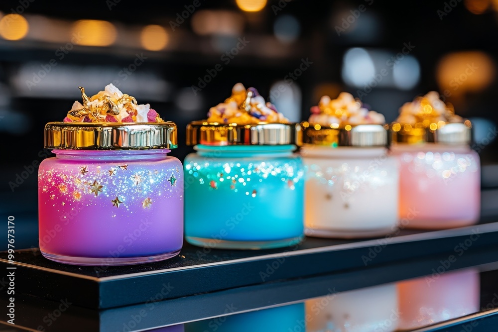 Fantasy-inspired beauty bar, where customers mix potions of magic-infused ingredients to create glowing skincare products that shimmer in the moonlight Fantasy-inspired beauty bar, where customers mix potions of magic-infused ingredients to create glowing skincare products that shimmer in the moonlight