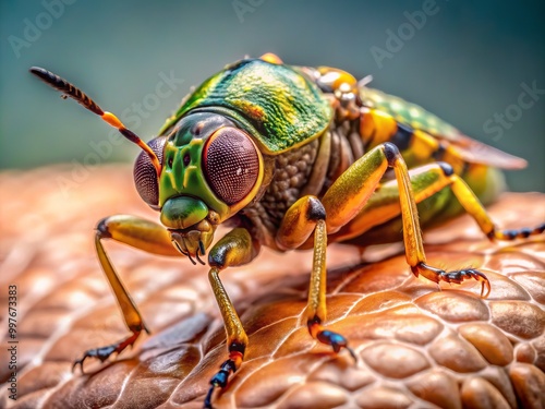 Macro photography unveils stunning details of insects and bugs embedded in human skin, highlighting unique features and