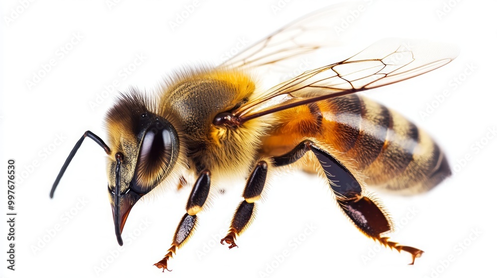 Bee isolated on white background. Close up of honeybee Bee isolated on white background. Close up of honeybee