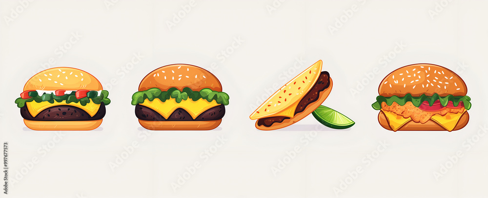 set of Hamburger on white set of Hamburger on white