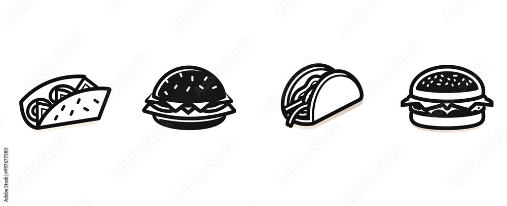 set of Hamburger hand drawn on white set of Hamburger hand drawn on white