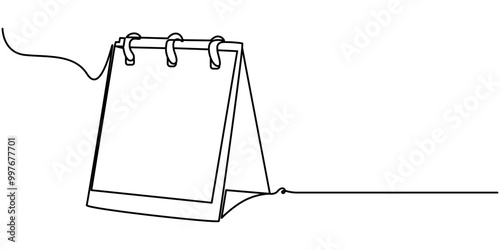 Loose-leaf calendar in one continuous line drawing. Symbol of memorable date and event day in simple linear style. Time planer concept in Editable stroke. Loose-leaf calendar in one continuous line