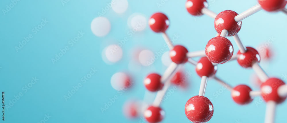 Explore a detailed 3D illustration of a molecule with selective focus, perfect for scientific themes or educational materials. High resolution and ideal for various uses. Explore a detailed 3D illustration of a molecule with selective focus, perfect for scientific themes or educational materials. High resolution and ideal for various uses.