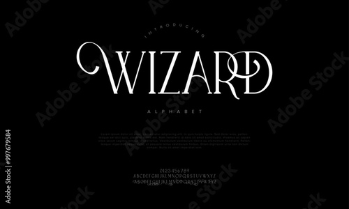 Wizard typography beauty fashion elegant minimalist serif italic fonts decorative wedding vintage retro logos. Minimal luxury font alphabet logo. Vector illustration