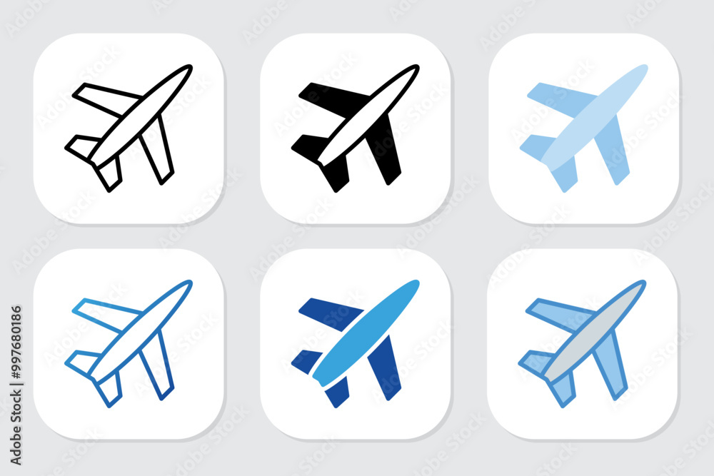 plane icons with various design styles plane icons with various design styles