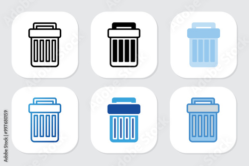 trash icons with various design styles