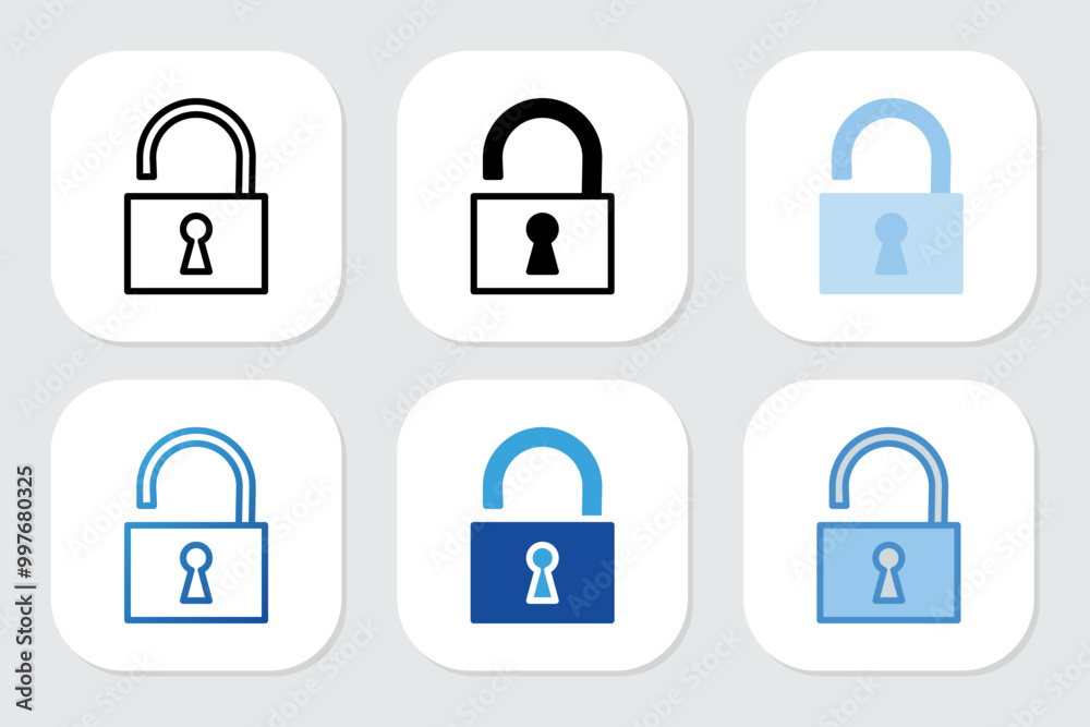 unlock icons with various design styles unlock icons with various design styles