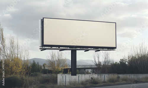 Advertising biilboard mock-up in front of the modern office building photo