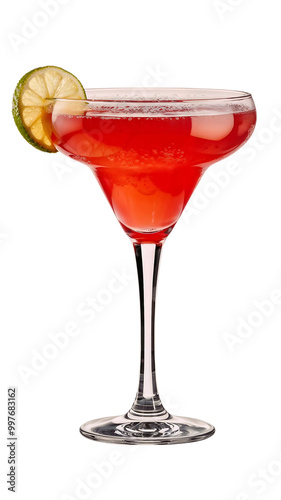 Cosmopolitan Red Cocktail With Lemon, Red Cocktail Glass With lime On Transparent Background PNG