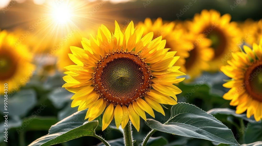 A sunflower field bathed in a radiant sunburst, the flowers glowing as they reach toward the sun, nature sunburst, sun-inspired nature A sunflower field bathed in a radiant sunburst, the flowers glowing as they reach toward the sun, nature sunburst, sun-inspired nature