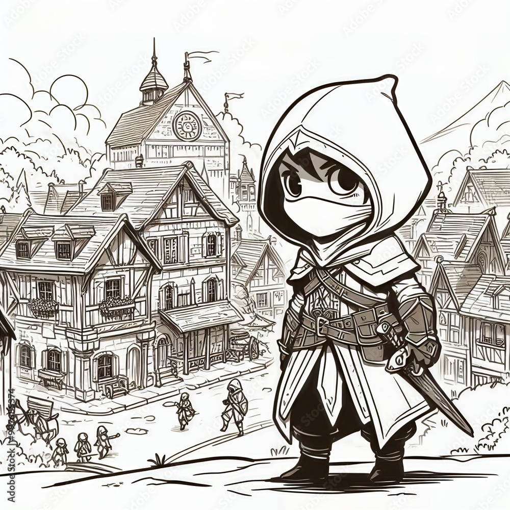 Obraz premium Chibi Assassin at Night