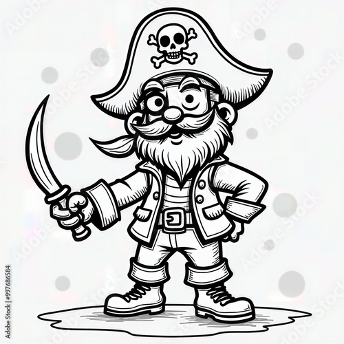 Cute Pirate Captain Coloring Page