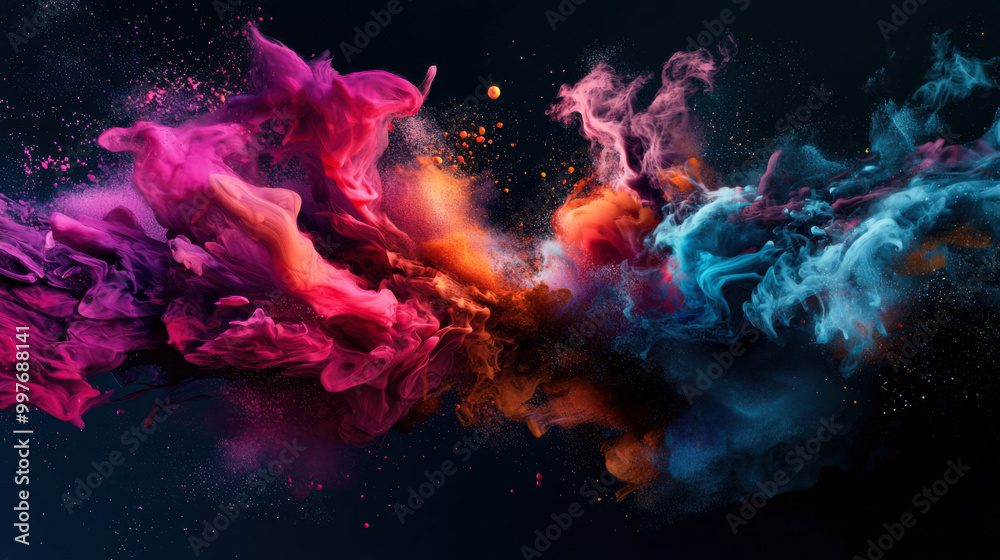 Colorful abstract ink smoke on black background Colorful abstract ink smoke on black background