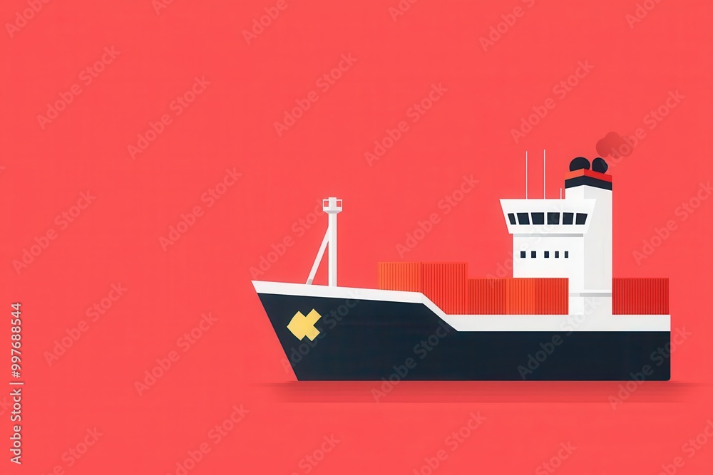 Importexport restrictions, factories facing trade walls, flat design illustration Importexport restrictions, factories facing trade walls, flat design illustration