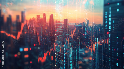 Wallpaper Mural Begin with a striking cityscape image of a modern skyline, showcasing iconic buildings and urban elements. Use a twilight or nighttime setting to create a dramatic effect, with lights from buildings a Torontodigital.ca