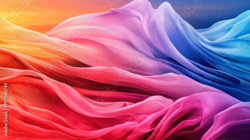 Colorful abstract waves of vibrant fabric texture photo