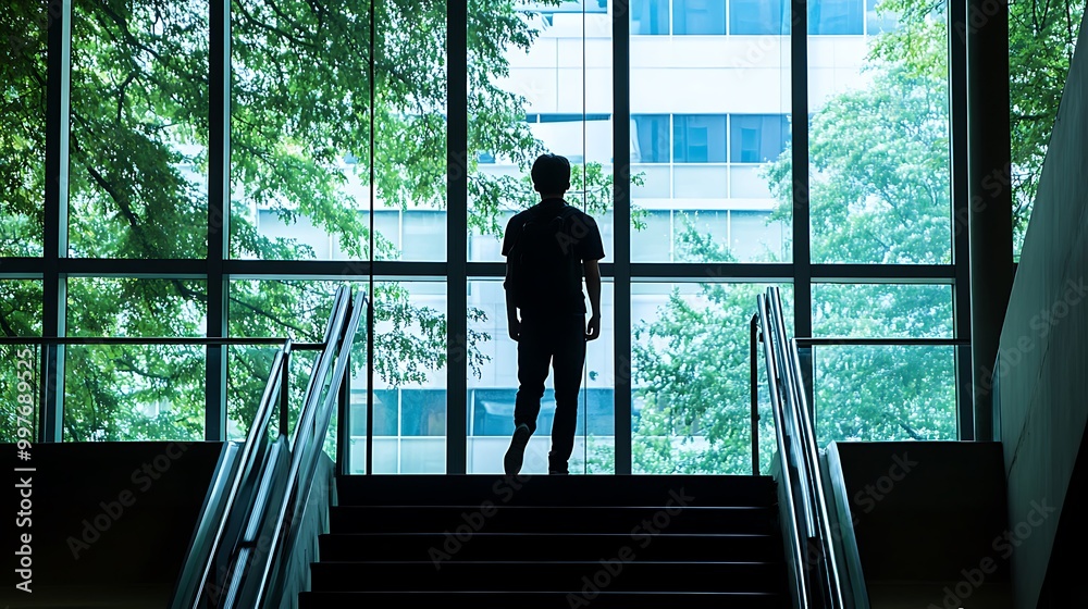 Silhouette of a Man Looking Out a Window Silhouette of a Man Looking Out a Window