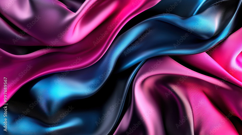 Colorful silk fabric texture with wave patterns. Colorful silk fabric texture with wave patterns.