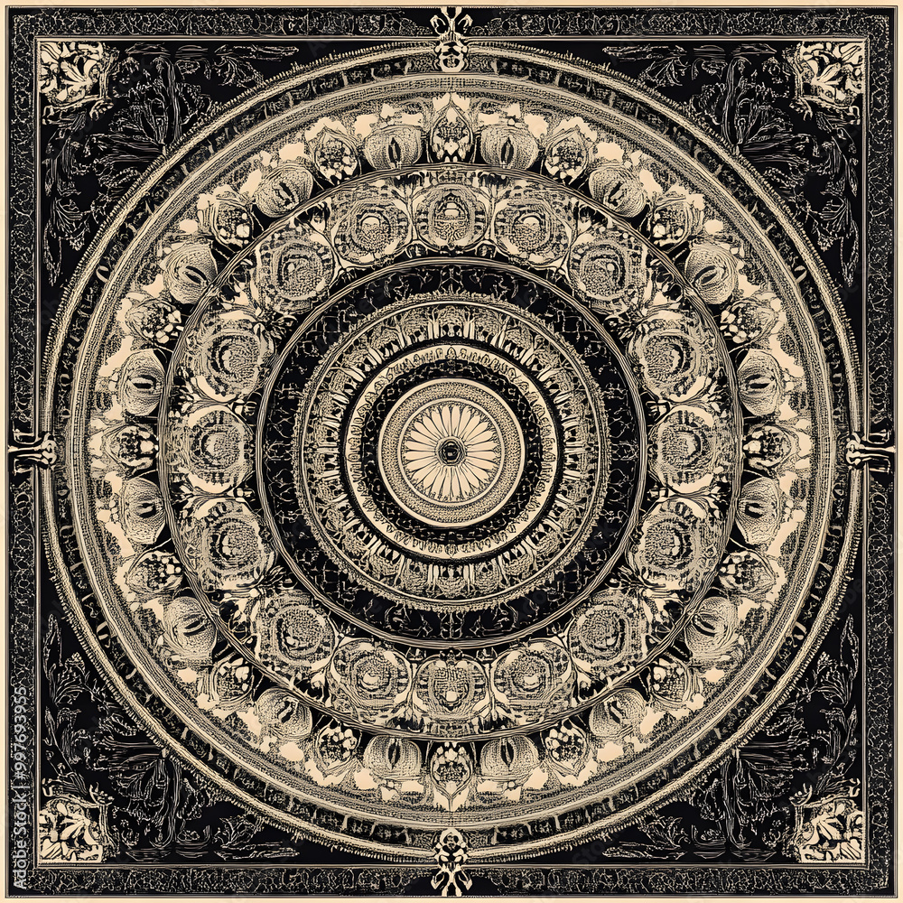 Obraz premium carpet or tile pattern 2D illustrator doodle wallpaper