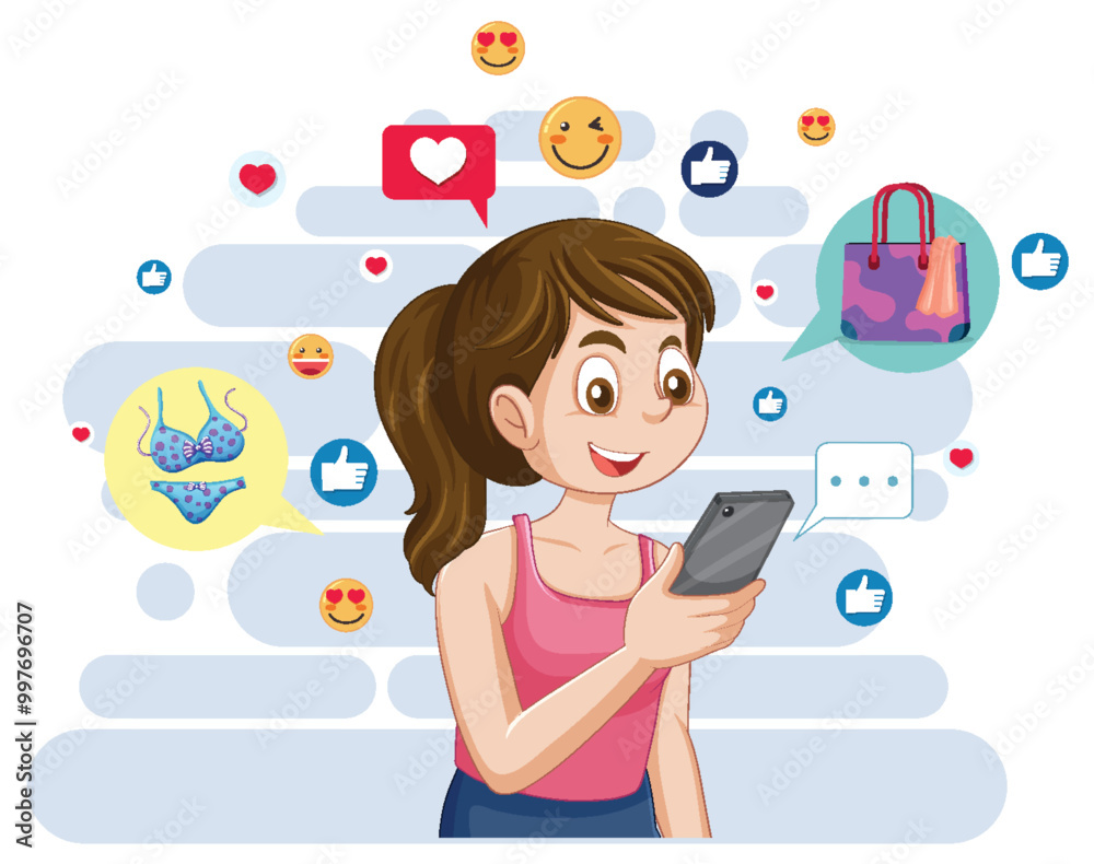 Girl Engaging with Social Media Girl Engaging with Social Media