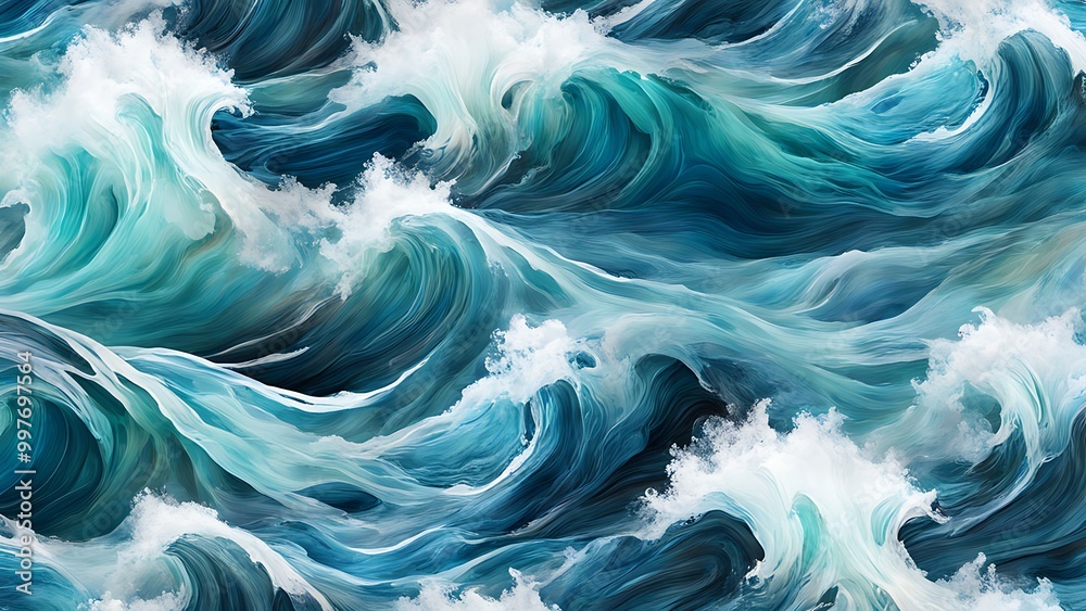 A collage of ocean waves and abstract brush strokes, with water elements merging into painted textures A collage of ocean waves and abstract brush strokes, with water elements merging into painted textures