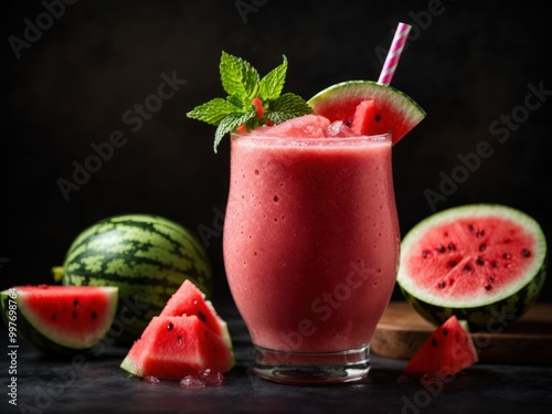 Wallpaper Mural Cold watermelon smoothie on dark background Torontodigital.ca