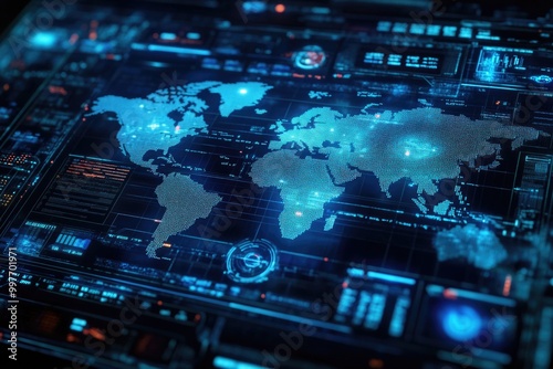 Wallpaper Mural Computer screen with world map Torontodigital.ca