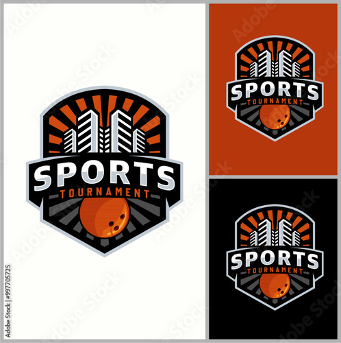 professional bowling club badge logo design