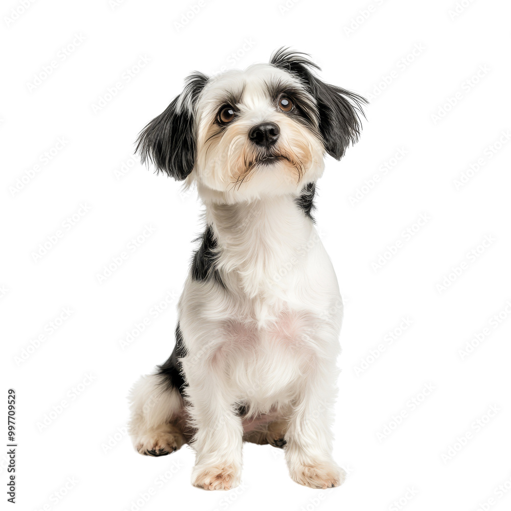Adorable Small Dog Sitting and Looking Up Adorable Small Dog Sitting and Looking Up