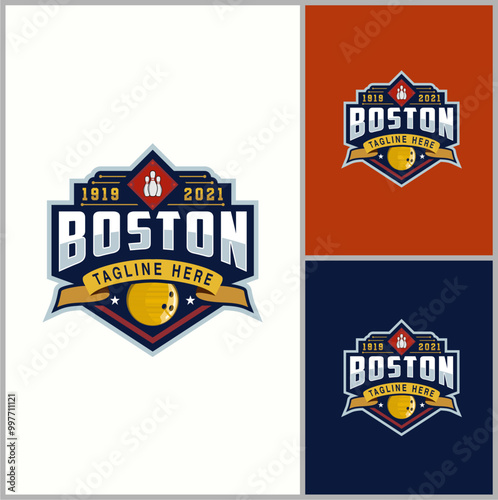 professional bowling club badge logo design