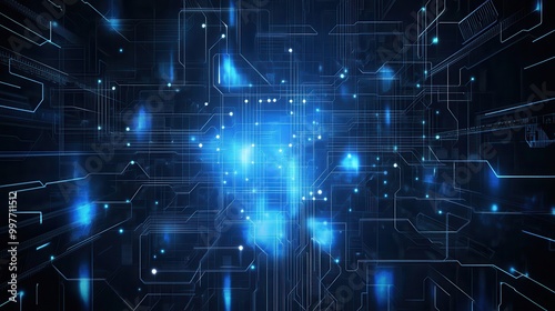 Abstract digital network with blue glowing lines and nodes