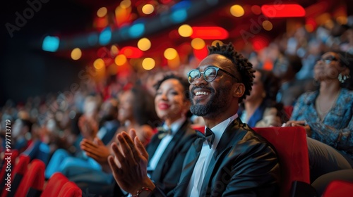 Wallpaper Mural audience in formal wear applauds joyfully at event. Torontodigital.ca